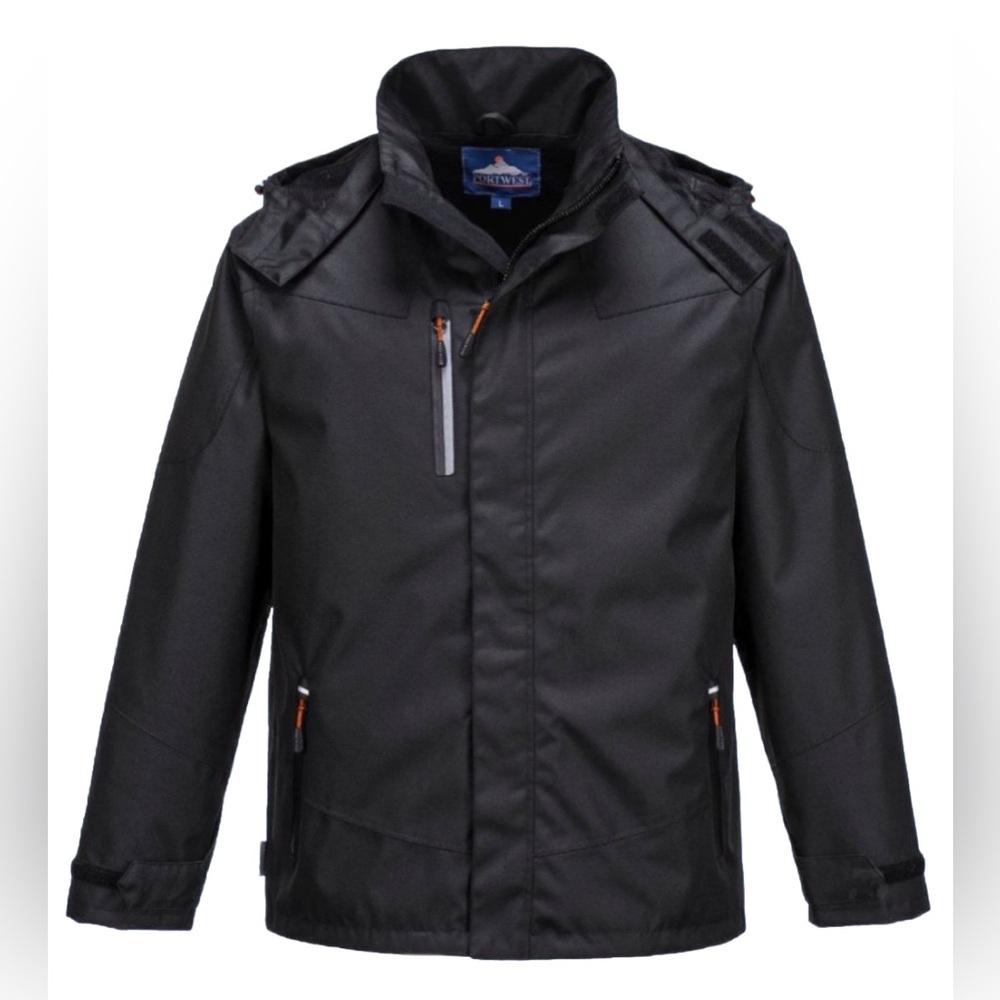Portwest S555 Outcoach Waterproof PU Jacket with Stormflap and Packaway Hood Med
